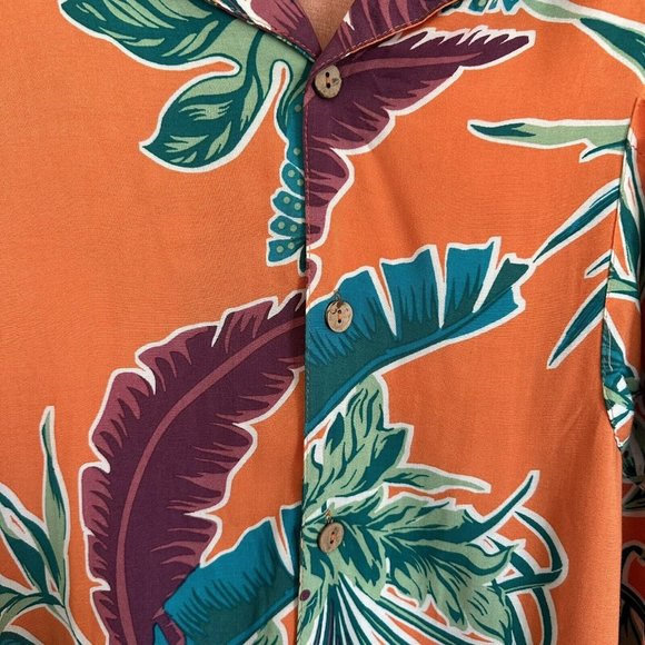 KS Island tropical man summer shirt size 9XL orange green - Picture 4 of 8